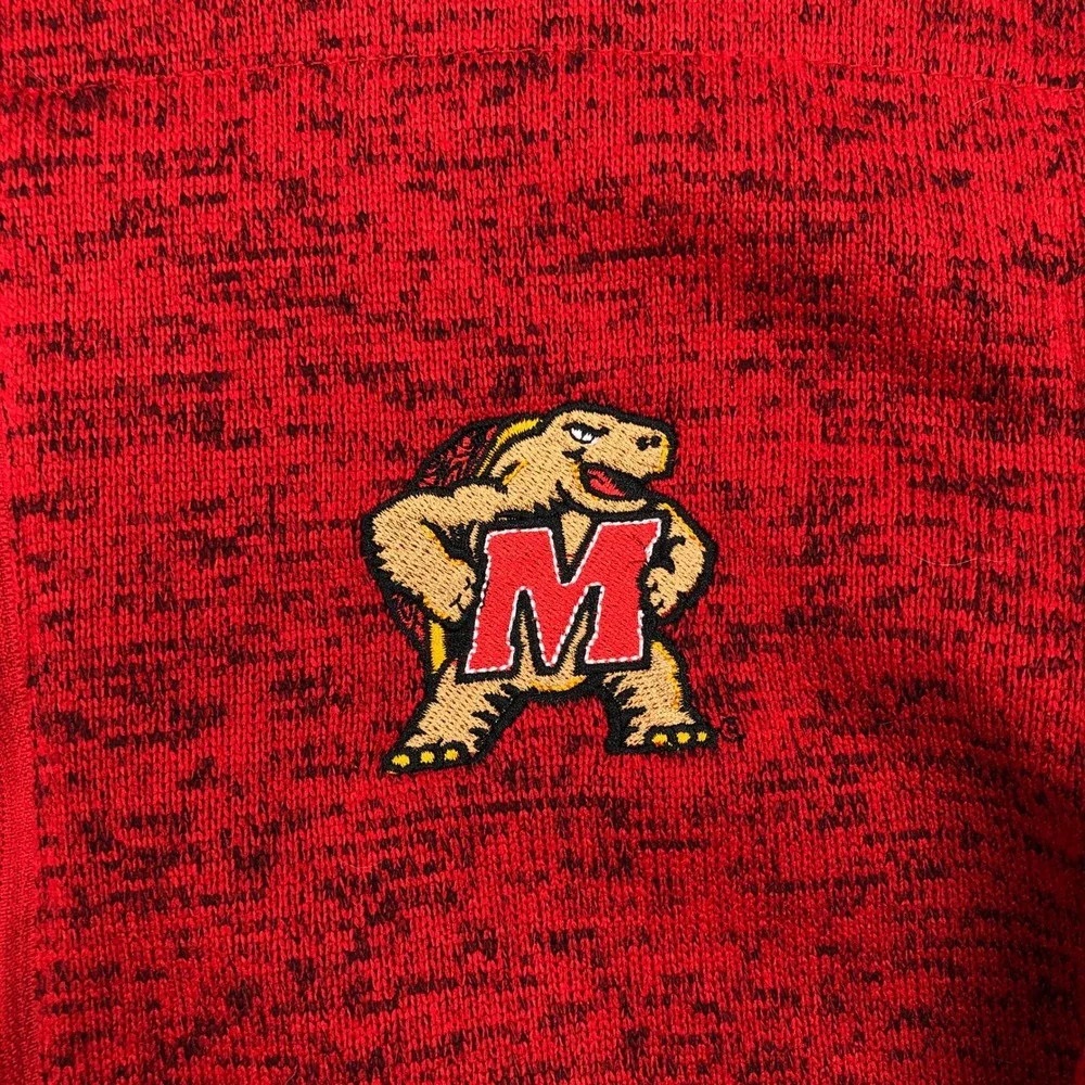 Champion Mens Maryland Terrapins Full Zip Fleece Jacket Red Heathered Large